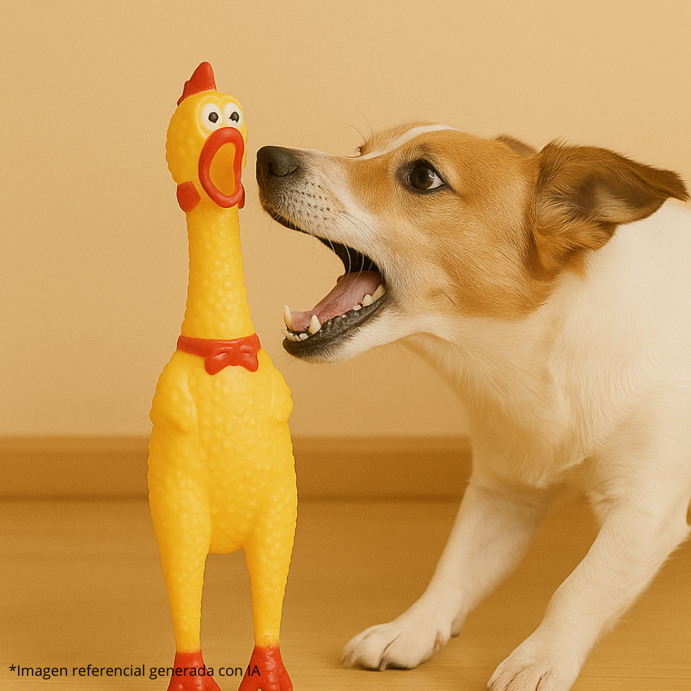 Pollo de Goma Gritón con Sonido Chillón para Mascotas 🐔🔊 | Juguete clásico antiestrés