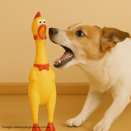Pollo de Goma Gritón para Mascotas 🐔🔊