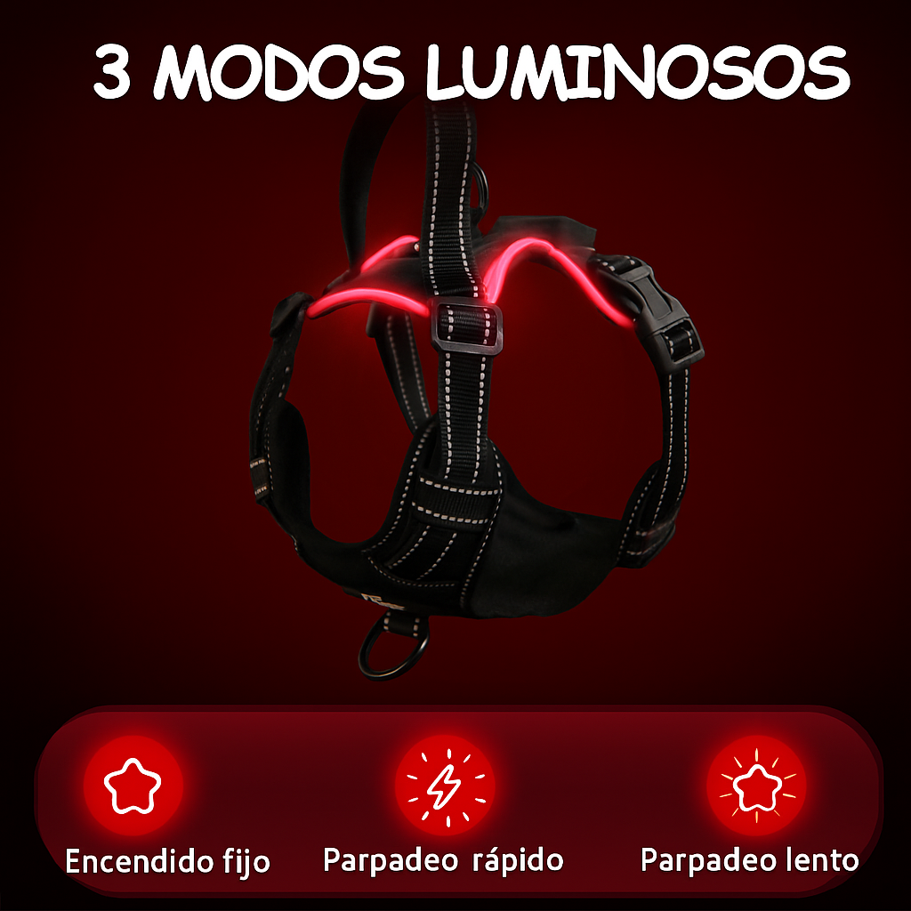 Arnés LED Antitirones y Recargable 💡🐾