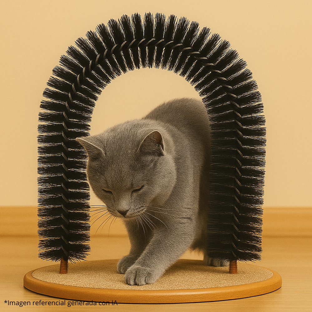 Rascador de Gatos con Arco Cepillo Anticaída 🐱 | Masajeador + Cepillo Auto Groomer