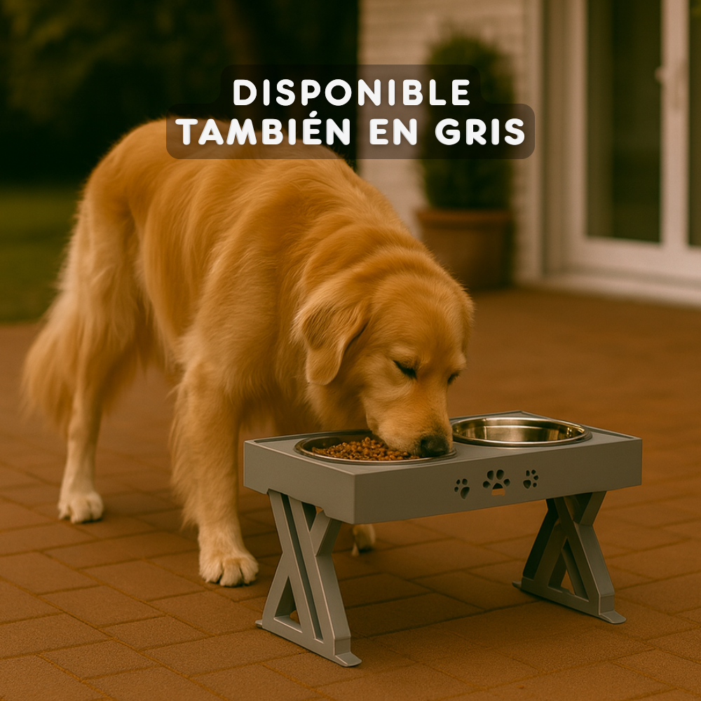 Comedero Ajustable con Platos Inoxidables 🥣