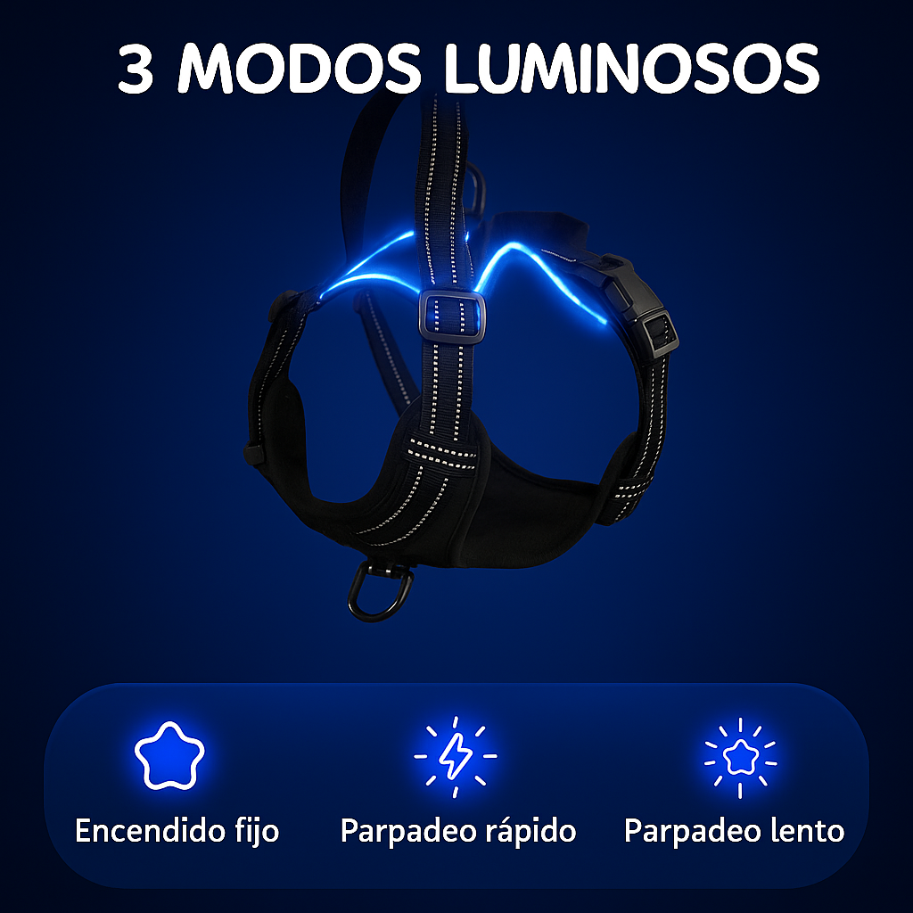 Arnés LED Antitirones y Recargable 💡🐾