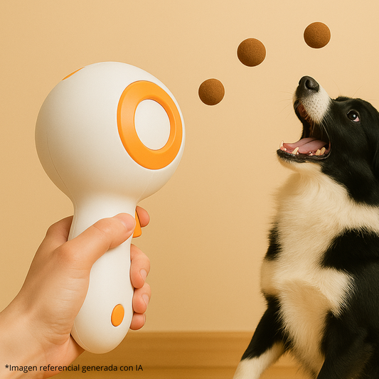 Lanzador de Alimento para Perros con Gatillo – Juguete Interactivo y Divertido