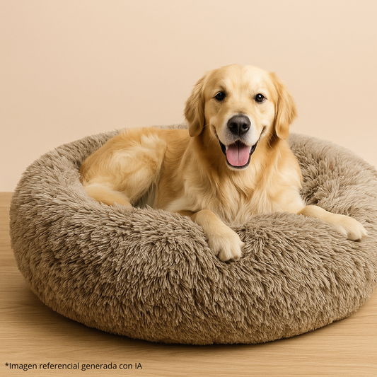 Cama Antiestrés para Perros 90 cm 🐶 Felpa Premium – Ultra Cómoda y Lavable