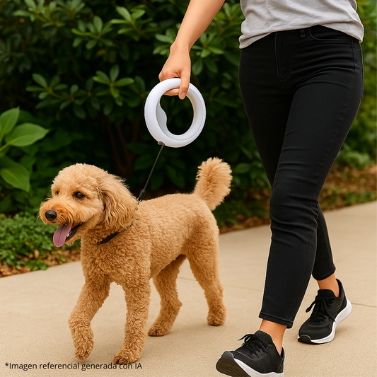 Correa Retráctil Circular para Mascotas 🌀 – Diseño Ergonómico con Freno de Seguridad