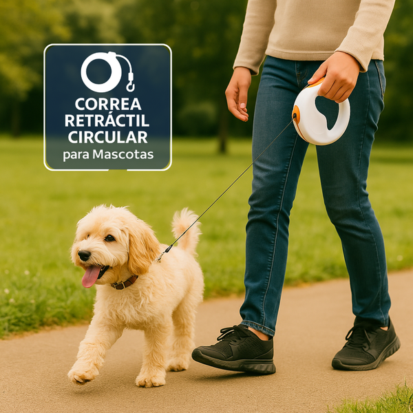 Correa Retráctil Circular para Mascotas 🌀
