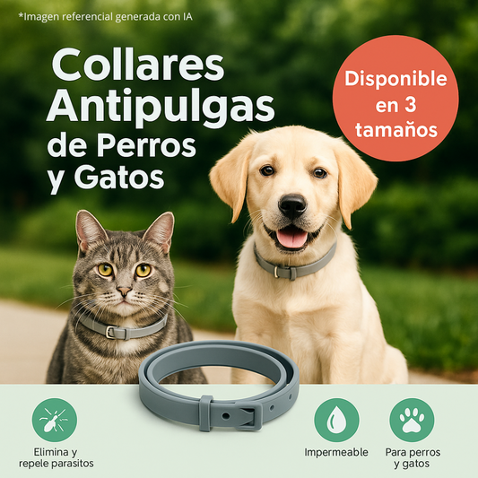 Collar Protector para Perros y Gatos – Duración 8 Meses, Ajustable e Impermeable
