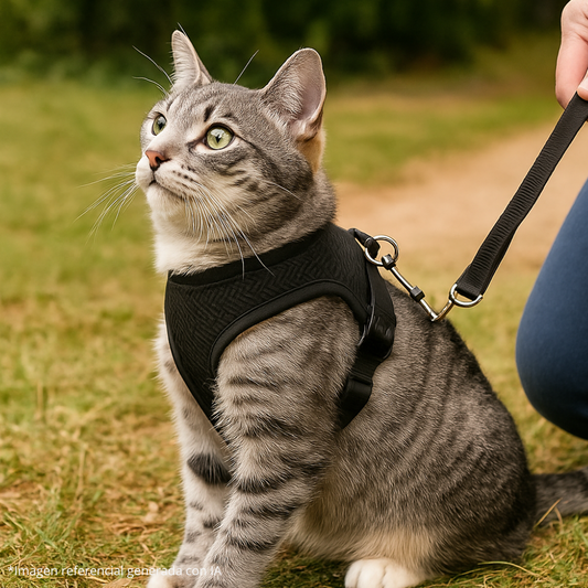 Arnés Ajustable con Correa para Gato – Paseo Seguro y Cómodo