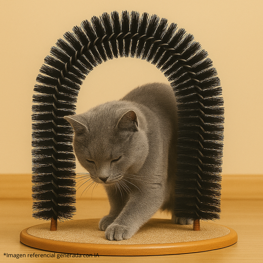 Rascador de Gatos con Arco Cepillo Anticaída 🐱 | Masajeador + Cepillo Auto Groomer