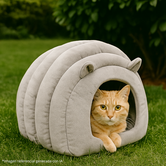 Cama Cueva Peluda para Gatos y Perros Pequeños – Lavable y Acogedora
