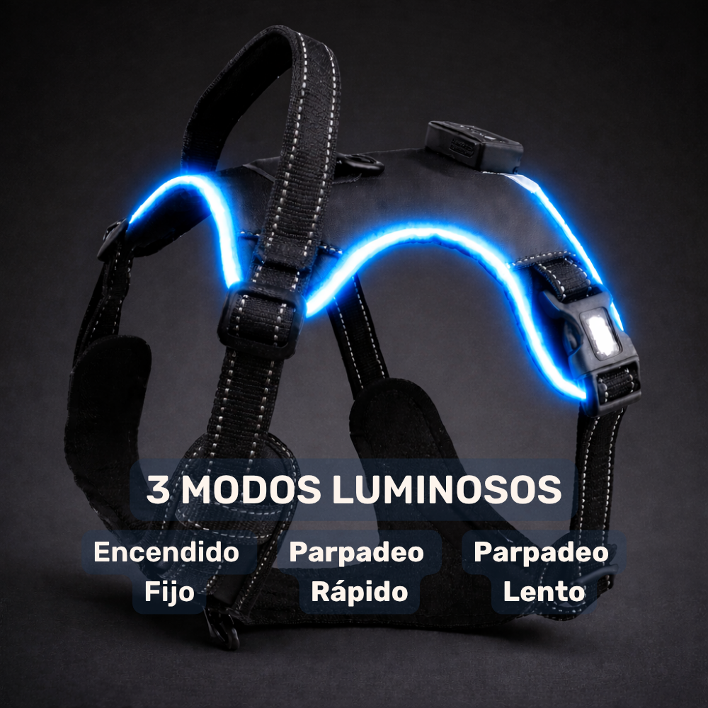 Arnés LED Antitirones y Recargable