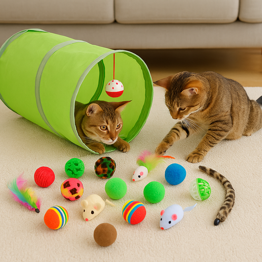 Set 21 Juguetes Interactivos + Túnel para Gato (Surtido Antiestrés)